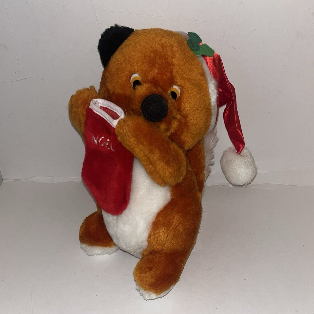 Vintage Fun World Christmas Squirell Plush Stuffed Animal Toy NOEL